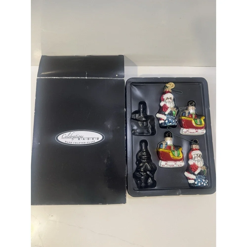 Radko celebrations Glass Blown Ornaments Set Of 4 W Box Christmas Holiday